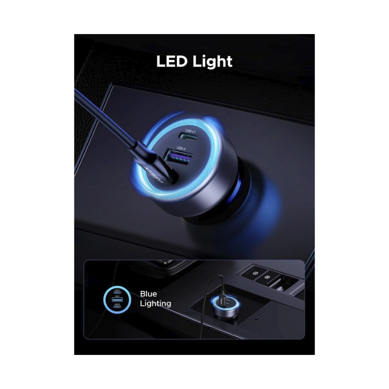 Cargador Para Automovil Ugreen Ec307 (45843) 30W, X2 Usb-C, X1 Usb-A, Adaptador De Encendedor De Cigarrillos 4 Cargador Para Automovil Ugreen Ec307 (45843) 30W, X2 Usb-C, X1 Usb-A, Adaptador De Encendedor De Cigarrillos - Imagen 4