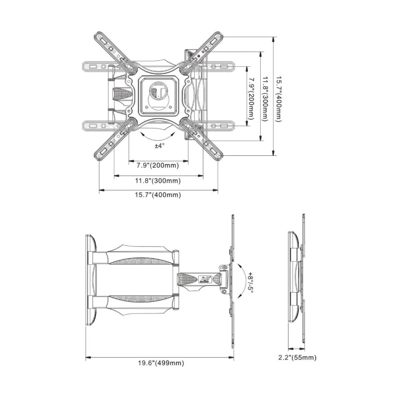 Soporte Rack De Pared Para Tv North Bayou P40 (1001030960) Negro, Para 32 A 60, Hasta 31.8Kg, Acero, Distancia Ajustable 4 Soporte Rack De Pared Para Tv North Bayou P40 (1001030960) Negro, Para 32 A 60, Hasta 31.8Kg, Acero, Distancia Ajustable - Imagen 4