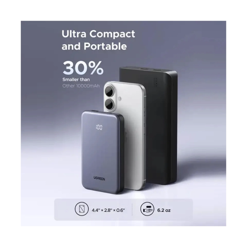 Power Bank Ugreen Pb528 (55985B) Portatil, Indicador Led Y Cable Usb-C Integrado, Carga Rapida Pd 30W, 20000Mah 5 Power Bank Ugreen Pb528 (55985B) Portatil, Indicador Led Y Cable Usb-C Integrado, Carga Rapida Pd 30W, 20000Mah - Imagen 5