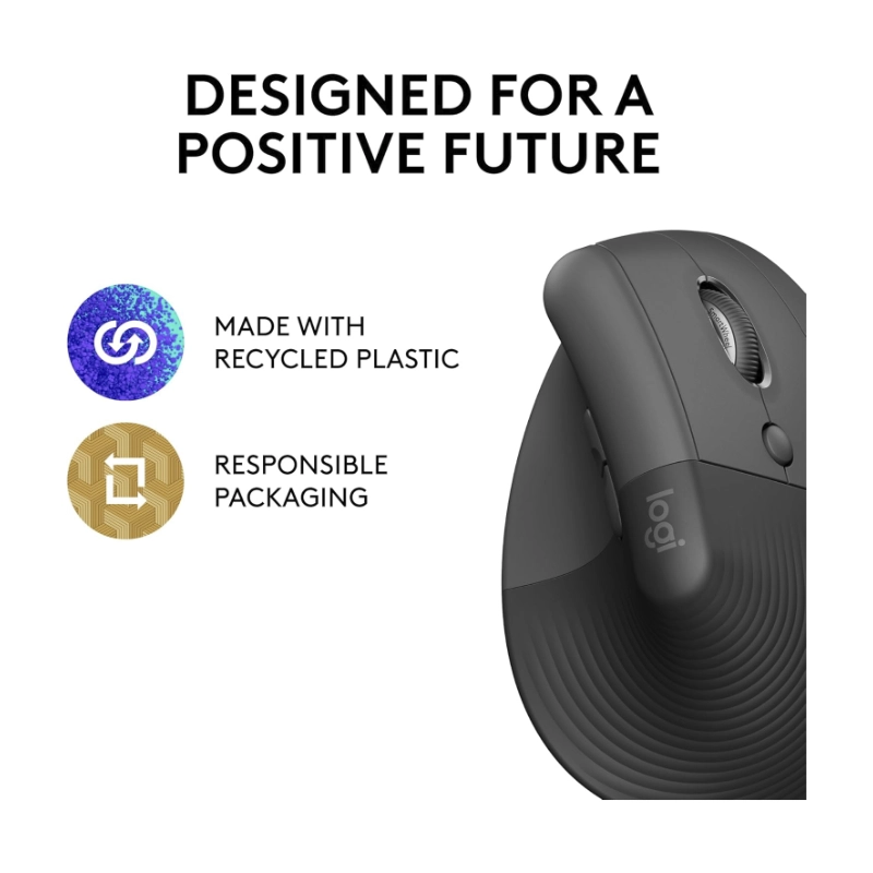 Mouse Inalambrico Logitech Vertical Lift (910-006466) Negro, Bluetooth, Ergonomico, Clics Silenciosos, Para Mano Derecha, 4000 Dpi 5 Mouse Inalambrico Logitech Vertical Lift (910-006466) Negro, Bluetooth, Ergonomico, Clics Silenciosos, Para Mano Derecha, 4000 Dpi - Imagen 5
