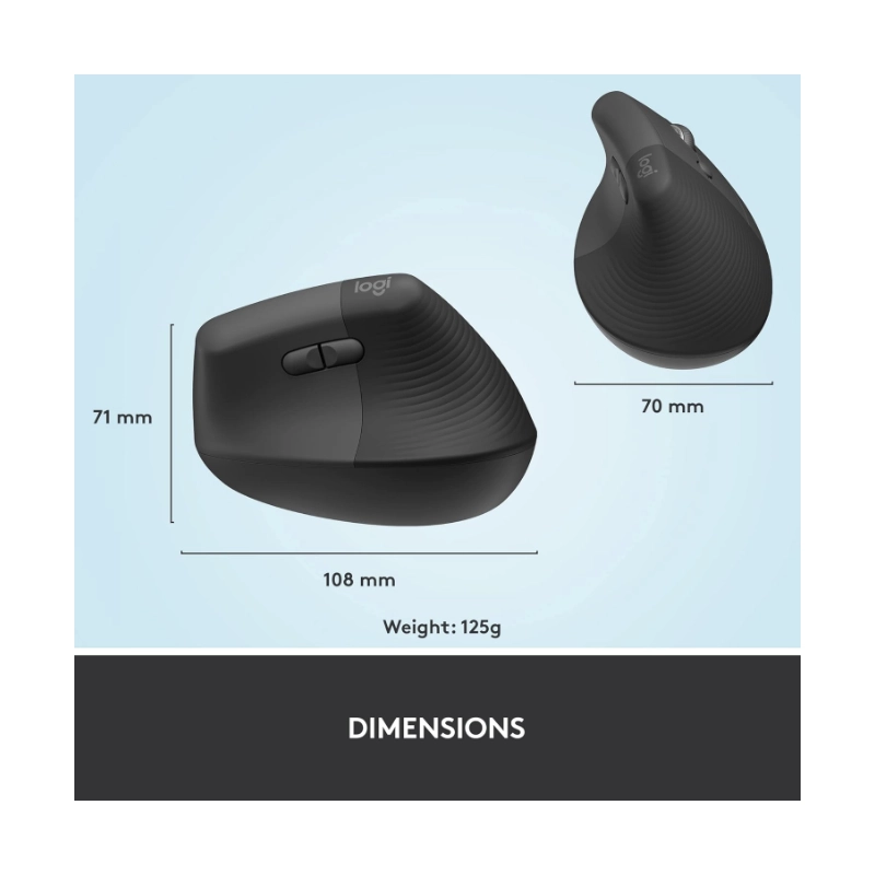 Mouse Inalambrico Logitech Vertical Lift (910-006466) Negro, Bluetooth, Ergonomico, Clics Silenciosos, Para Mano Derecha, 4000 Dpi 9 Mouse Inalambrico Logitech Vertical Lift (910-006466) Negro, Bluetooth, Ergonomico, Clics Silenciosos, Para Mano Derecha, 4000 Dpi - Imagen 9