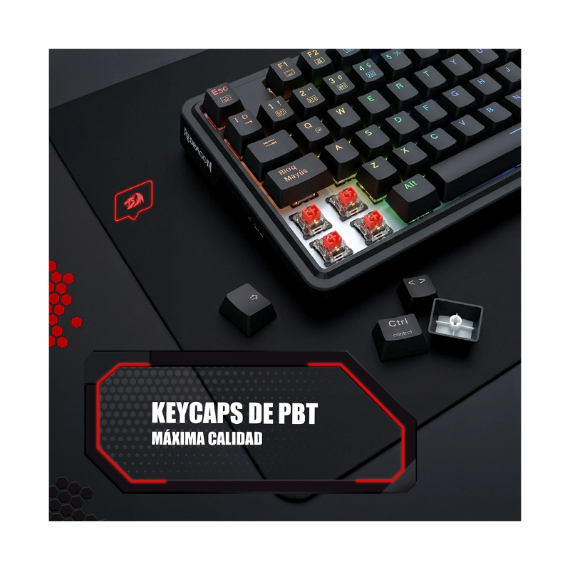 Teclado Inalambrico Redragon Ucal Pro 80% (K673Rgb-Pro-Sp) Negro, Mecanico, Switch Rojo, Bluetooth, Led-Rgb 4 Teclado Inalambrico Redragon Ucal Pro 80% (K673Rgb-Pro-Sp) Negro, Mecanico, Switch Rojo, Bluetooth, Led-Rgb - Imagen 4