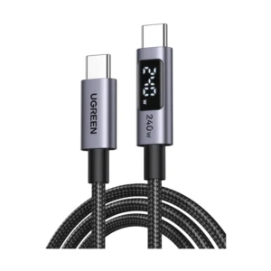Cable De Carga & Datos Usb-C A Usb-C Ugreen L530 (65866) Negro, 240W De Carga Rapida, Con Pantalla Led, Para Iphone 17, Macbook, Ipad, 1 Metro