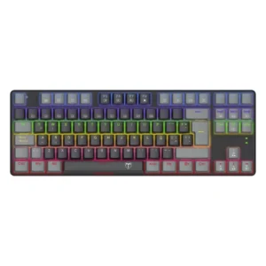 Teclado T-Dagger Bora Lite Rainbow 80% (T-Tgk313Bg-Lit-Sp) Gaming, Negro Con Gris, Mecanico, Switch Rojo, Led-Rgb