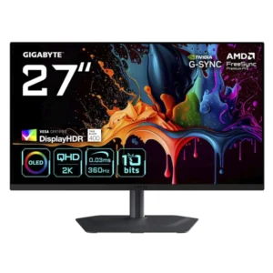Monitor Gaming Gigabyte 27 (Mo27Q3) Oled, Qhd 2K, 2 Hdmi/Dp/Usb-C, 0.03Ms, 300Hz, Display Hdr True Black 400, G-Sync, Freesync
