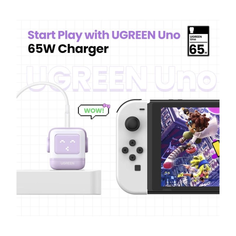 Cargador De Pared 2 Usb-C + Usb Ugreen Cd361 (35314) Kawaii Purpura, Robot Gan, 65W Carga Rapida, Para Iphone 17, Macbook Pro 2 Cargador De Pared 2 Usb-C + Usb Ugreen Cd361 (35314) Kawaii Purpura, Robot Gan, 65W Carga Rapida, Para Iphone 17, Macbook Pro - Imagen 2