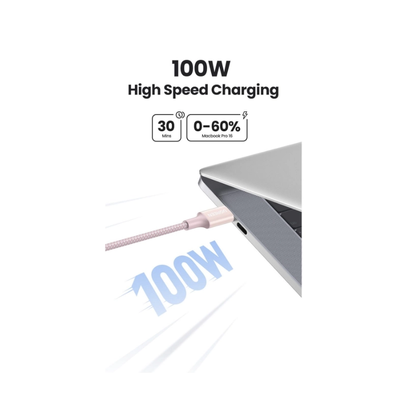 Cable De Carga & Datos Usb-C A Usb-C Ugreen L502 (65251) Rosado, 100W De Carga Rapida, Compatible Con Smartphones, Tablets, Laptops, 1 Metro 2 Cable De Carga & Datos Usb-C A Usb-C Ugreen L502 (65251) Rosado, 100W De Carga Rapida, Compatible Con Smartphones, Tablets, Laptops, 1 Metro - Imagen 2