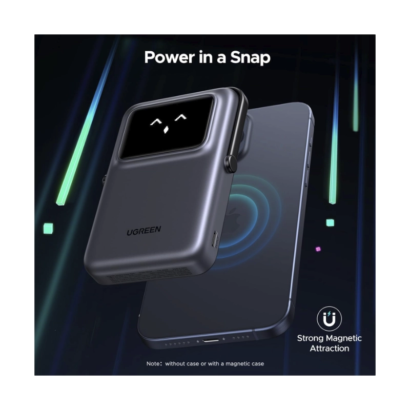 Power Bank Ugreen Pb572 (45327) Gris, Magnetico, Pantalla Digital, Con Soporte Plegable Y Pantalla Tft, Magsafe, Pd De 20 W, 10000Mah 2 Power Bank Ugreen Pb572 (45327) Gris, Magnetico, Pantalla Digital, Con Soporte Plegable Y Pantalla Tft, Magsafe, Pd De 20 W, 10000Mah - Imagen 2