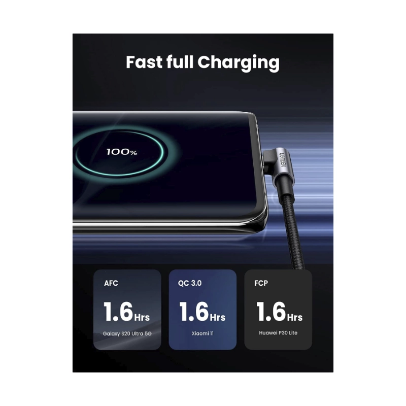 Cable De Carga & Datos Usb A Usb-C Ugreen Us284 (50942) Trenzado, Angulo 90 Grados Tipo C, Compatible Con Iphone 16, 2 Metros 3 Cable De Carga & Datos Usb A Usb-C Ugreen Us284 (50942) Trenzado, Angulo 90 Grados Tipo C, Compatible Con Iphone 16, 2 Metros - Imagen 3