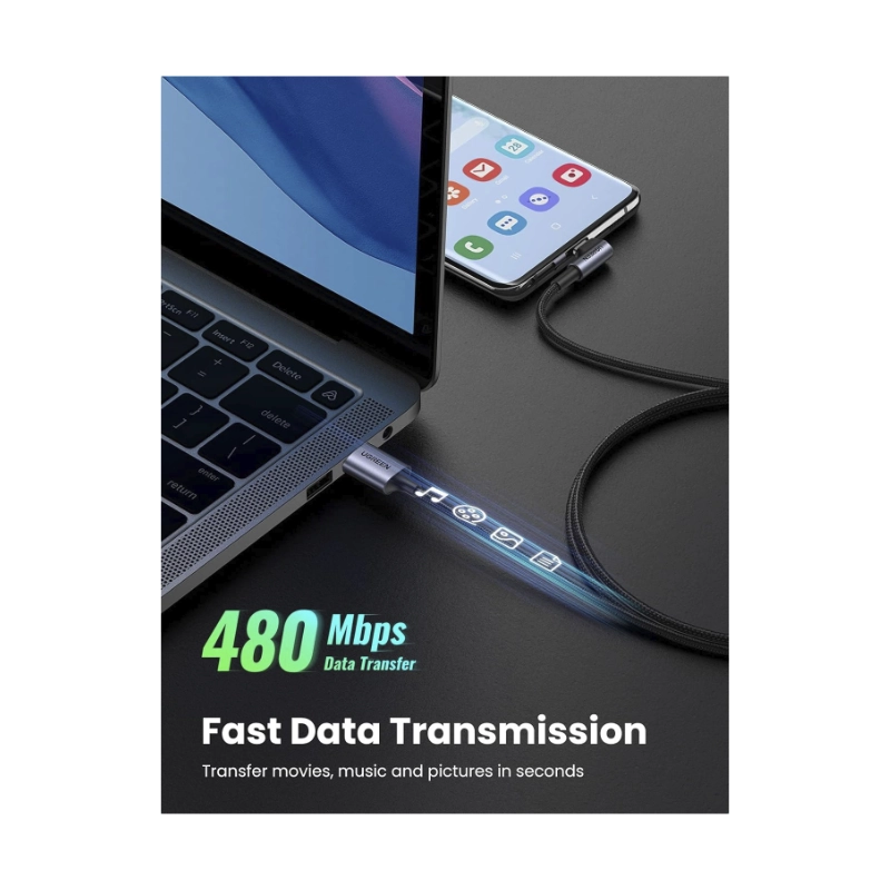 Cable De Carga & Datos Usb A Usb-C Ugreen Us284 (50942) Trenzado, Angulo 90 Grados Tipo C, Compatible Con Iphone 16, 2 Metros 4 Cable De Carga & Datos Usb A Usb-C Ugreen Us284 (50942) Trenzado, Angulo 90 Grados Tipo C, Compatible Con Iphone 16, 2 Metros - Imagen 4