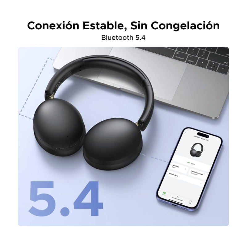 Auricular Bluetooth Ugreen (45018) Negro, 243G Ligero Comodo De Llevar, 80 Horas De Reproduccion 5 Auricular Bluetooth Ugreen (45018) Negro, 243G Ligero Comodo De Llevar, 80 Horas De Reproduccion - Imagen 5
