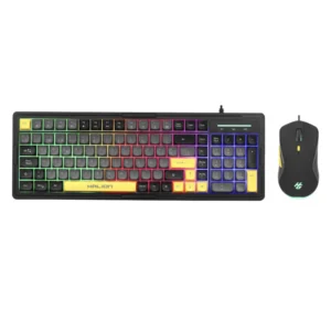 Combo Halion Cobra ( K426C) Gaming, Negro Con Amarillo, Teclado+Mouse, Led Rainbow