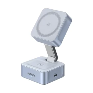 Cargador Inalambrico Magflow Ugreen W752 (55960B) Qi2 25W, Magsafe 2 En 1, Soporte Plegable Rapido Con Puerto Usb-C, Iphone/Airpods