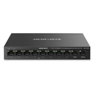 Switch Mercusys 8 Puertos Con Poe+ (Ms110Cmp) X8 Puertos Poe+ 10/100Mbs, X2 10/1000/1000 Sin Poe, Hasta 250 Metros, Para Sistemas De Videovigilancia
