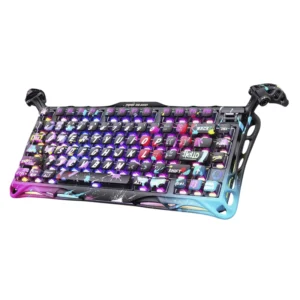 Teclado Gravastar Mercury V75 Pro 75% (Gs V75 Pro_u_cg_blk) Neon Graffiti, Magneticos De Efecto Hall, Sondeo De 8 Khz, 0,005Rt, Semi-Aluminio