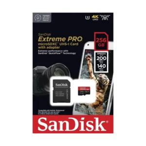 Memoria Microsdxc Sandisk Extreme Pro 256Gb (Sdsqxcd-256G-Gn6Ma) Uhs-I, V30, A2, 200Mb/S, 140Mb/S, Para Grabacion De Video 4K Uhd, Adaptador Sd