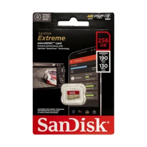 Memoria Microsdxc Sandisk Extreme 256Gb (Sdsqxav-256G-Gn6Mn) Uhs-I, V30, A2, 190Mb/S, 130Mb/S, Para Grabacion De Video En 4K Uhd