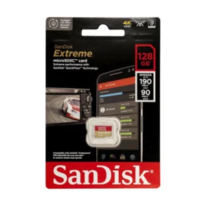 Memoria Microsdxc Sandisk Extreme 128Gb (Sdsqxaa-128G-Gn6Mn) Uhs-I, V30, A2, 190Mb/S, 90Mb/S, Para Grabacion De Video En 4K Uhd