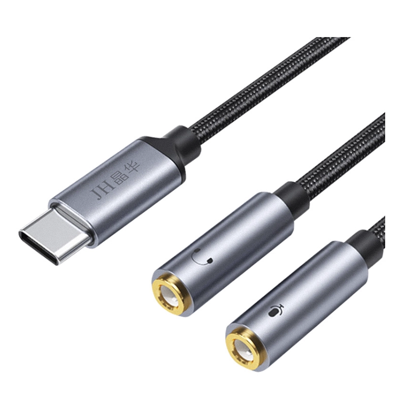 Cable De Usb-C A Jack X2 3.5Mm (Jh-A562A) Negro, Divisor Audio, 25Cm 2 Cable De Usb-C A Jack X2 3.5Mm (Jh-A562A) Negro, Divisor Audio, 25Cm - Imagen 2