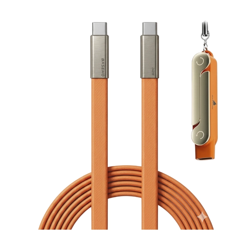 Cable De Carga & Datos Usb-C A Usb-C Basemo (X09C-O) Naranja, Incluye Soporte Plegable Para Telefono, 240W De Carga Rapida, 1.5 Metros 1 Cable De Carga & Datos Usb-C A Usb-C Basemo (X09C-O) Naranja, Incluye Soporte Plegable Para Telefono, 240W De Carga Rapida, 1.5 Metros