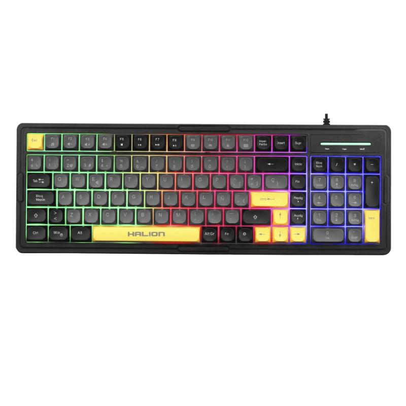 Combo Halion Cobra ( K426C) Gaming, Negro Con Amarillo, Teclado+Mouse, Led Rainbow 2 Combo Halion Cobra ( K426C) Gaming, Negro Con Amarillo, Teclado+Mouse, Led Rainbow - Imagen 2