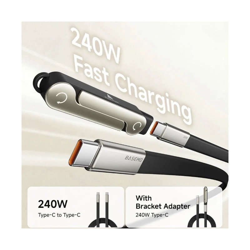 Cable De Carga & Datos Usb-C A Usb-C Basemo (X09C-B) Negro, Incluye Soporte Plegable Para Telefono, 240W De Carga Rapida, 1.5 Metros 2 Cable De Carga & Datos Usb-C A Usb-C Basemo (X09C-B) Negro, Incluye Soporte Plegable Para Telefono, 240W De Carga Rapida, 1.5 Metros - Imagen 2