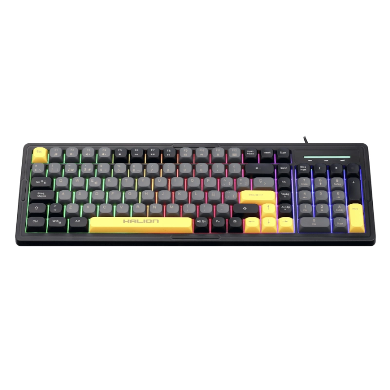 Combo Halion Cobra ( K426C) Gaming, Negro Con Amarillo, Teclado+Mouse, Led Rainbow 3 Combo Halion Cobra ( K426C) Gaming, Negro Con Amarillo, Teclado+Mouse, Led Rainbow - Imagen 3