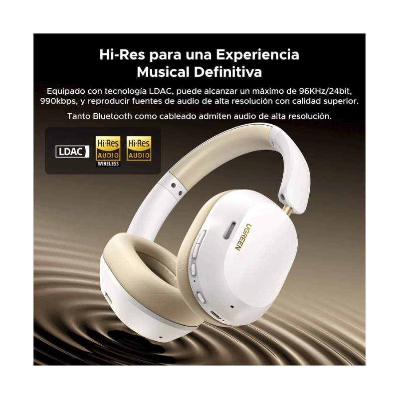Auricular Bluetooth Ugreen Hp203 (35758) Blanco, Cancelacion De Ruido, Sonido De Alta Resolucion, 75 Horas, Conexion De 2 Dispositivos 3 Auricular Bluetooth Ugreen Hp203 (35758) Blanco, Cancelacion De Ruido, Sonido De Alta Resolucion, 75 Horas, Conexion De 2 Dispositivos - Imagen 3