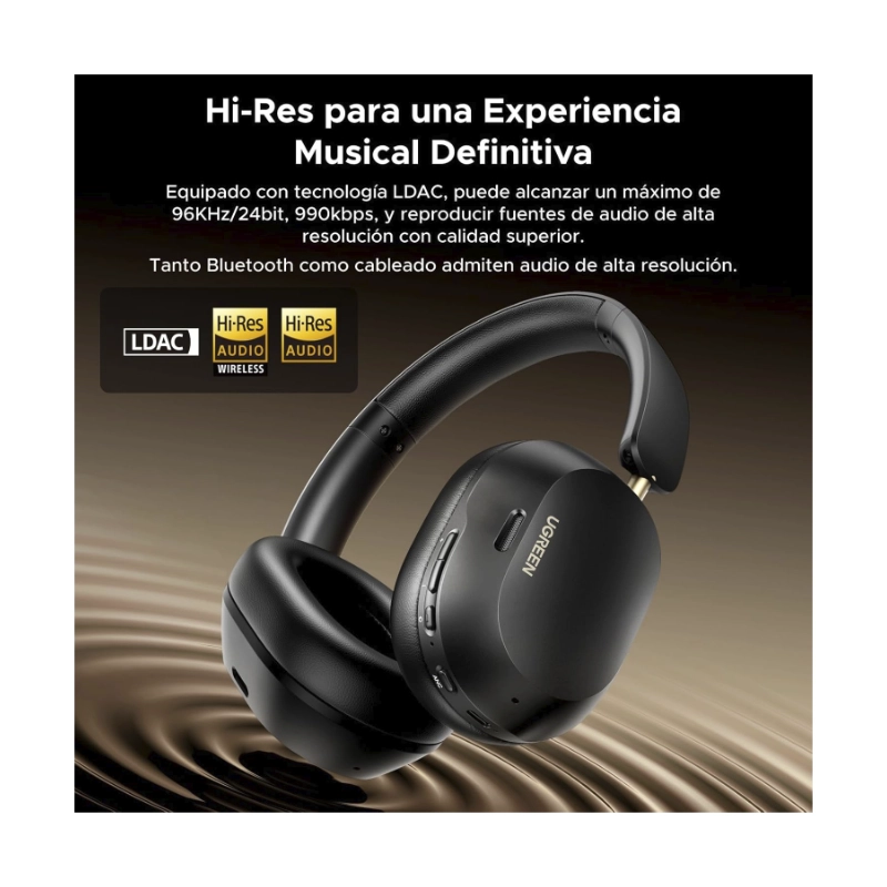 Auricular Bluetooth Ugreen Hp203 (35757) Negro, Cancelacion De Ruido, Sonido De Alta Resolucion, 75 Horas, Conexion De 2 Dispositivos 3 Auricular Bluetooth Ugreen Hp203 (35757) Negro, Cancelacion De Ruido, Sonido De Alta Resolucion, 75 Horas, Conexion De 2 Dispositivos - Imagen 3