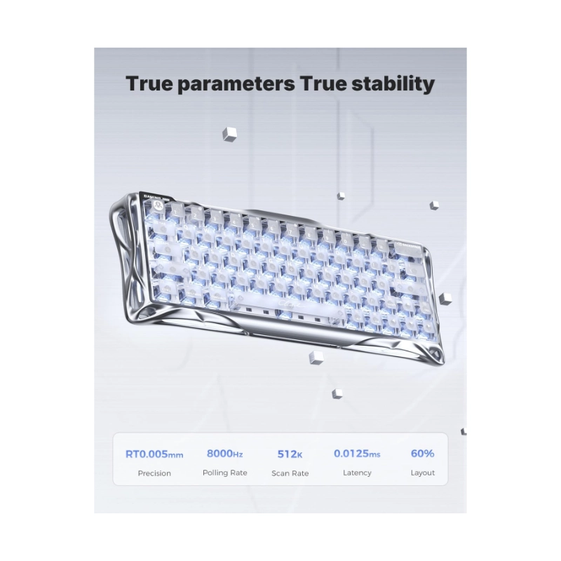 Teclado Gravastar Mercury V60 Pro 60% (Gs V60 Pro_xtal_slv) Silver Frost, Magneticos, Sondeo De 8 Khz, Latencia De 0,125Ms, Marco Aluminio 4 Teclado Gravastar Mercury V60 Pro 60% (Gs V60 Pro_xtal_slv) Silver Frost, Magneticos, Sondeo De 8 Khz, Latencia De 0,125Ms, Marco Aluminio - Imagen 4