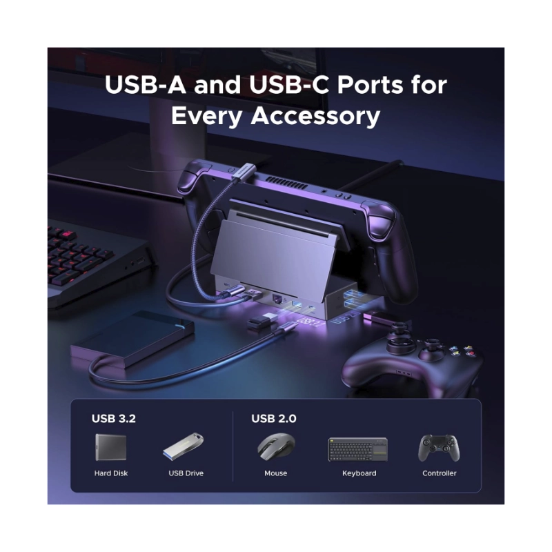 Steam Deck Dock 9 En 1 Ugreen Cm800 (55733) Estacion De Acoplamiento Plegable, X1 Dp, X1 Usb-C, X3 Usb-A, X1 Rj45, X1 Sd Card Slot, X1 Tf Card Slot 4 Steam Deck Dock 9 En 1 Ugreen Cm800 (55733) Estacion De Acoplamiento Plegable, X1 Dp, X1 Usb-C, X3 Usb-A, X1 Rj45, X1 Sd Card Slot, X1 Tf Card Slot - Imagen 4