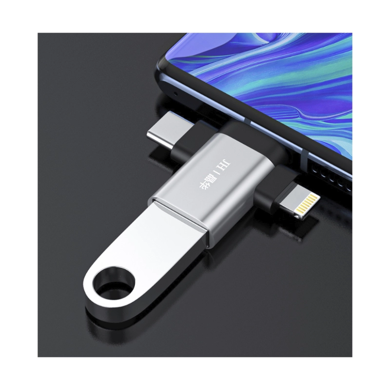 Adaptador Otg Multifuncional 3 En 1 (Jh-S373) Usb A Usb-C/V8/Lightning 4 Adaptador Otg Multifuncional 3 En 1 (Jh-S373) Usb A Usb-C/V8/Lightning - Imagen 4