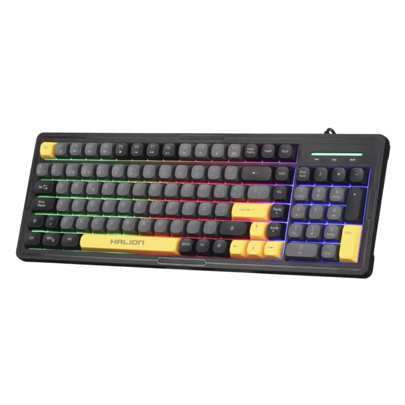 Combo Halion Cobra ( K426C) Gaming, Negro Con Amarillo, Teclado+Mouse, Led Rainbow 4 Combo Halion Cobra ( K426C) Gaming, Negro Con Amarillo, Teclado+Mouse, Led Rainbow - Imagen 4