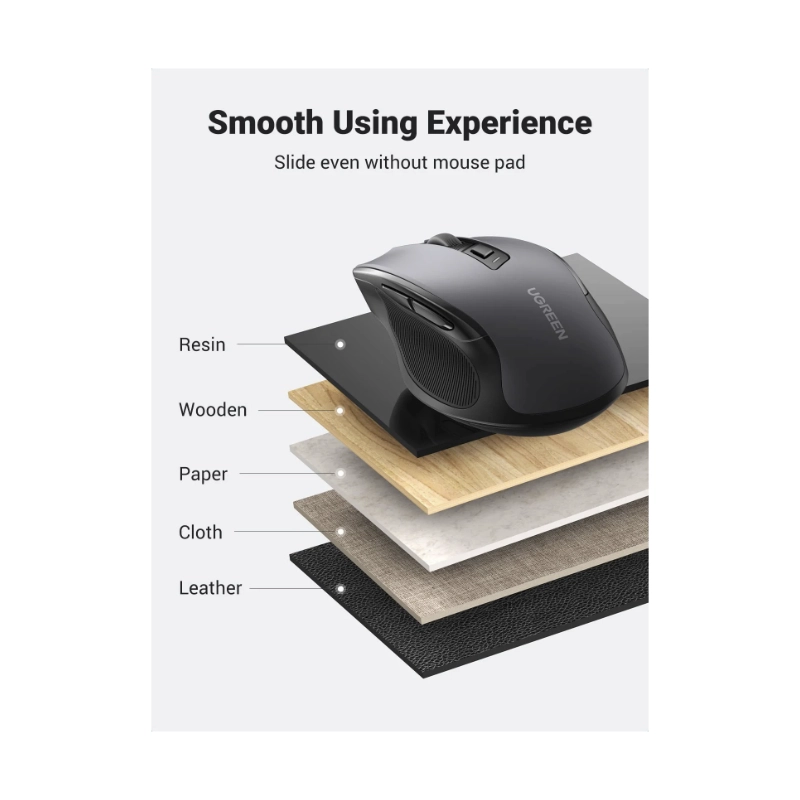 Mouse Inalambrico Ugreen Mu006 (90855) Gris, 6 Botones, Ergonomico, 4000 Dpi, Bluetooth 5 Mouse Inalambrico Ugreen Mu006 (90855) Gris, 6 Botones, Ergonomico, 4000 Dpi, Bluetooth - Imagen 5