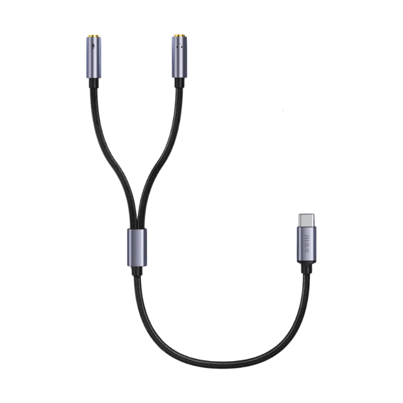 Cable De Usb-C A Jack X2 3.5Mm (Jh-A562A) Negro, Divisor Audio, 25Cm 1 Cable De Usb-C A Jack X2 3.5Mm (Jh-A562A) Negro, Divisor Audio, 25Cm