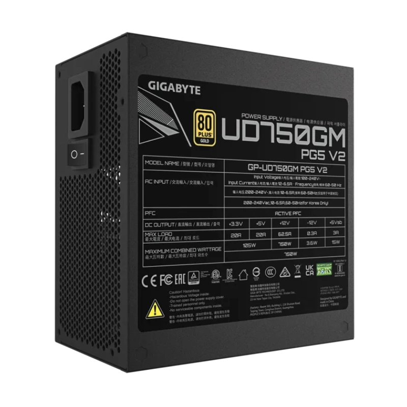 Fuente De Poder Gigabyte (Gp-Ud750Gm Pg5 V2) 750W, Gold, Atx 3.1 Y Pcie Gen 5.1, Modular 6 Fuente De Poder Gigabyte (Gp-Ud750Gm Pg5 V2) 750W, Gold, Atx 3.1 Y Pcie Gen 5.1, Modular - Imagen 6