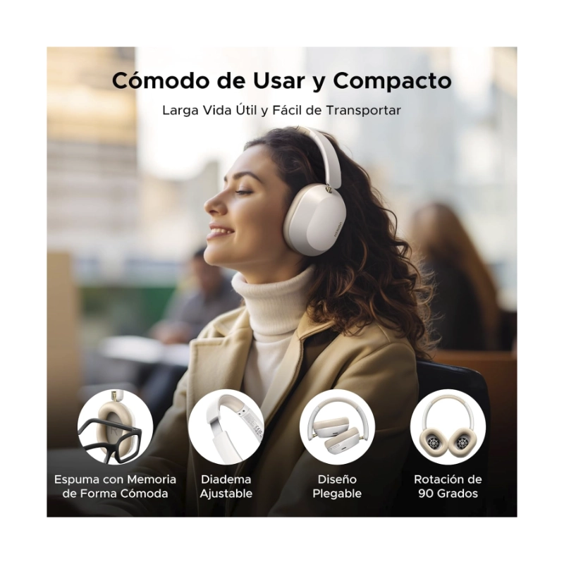 Auricular Bluetooth Ugreen Hp203 (35758) Blanco, Cancelacion De Ruido, Sonido De Alta Resolucion, 75 Horas, Conexion De 2 Dispositivos 7 Auricular Bluetooth Ugreen Hp203 (35758) Blanco, Cancelacion De Ruido, Sonido De Alta Resolucion, 75 Horas, Conexion De 2 Dispositivos - Imagen 7