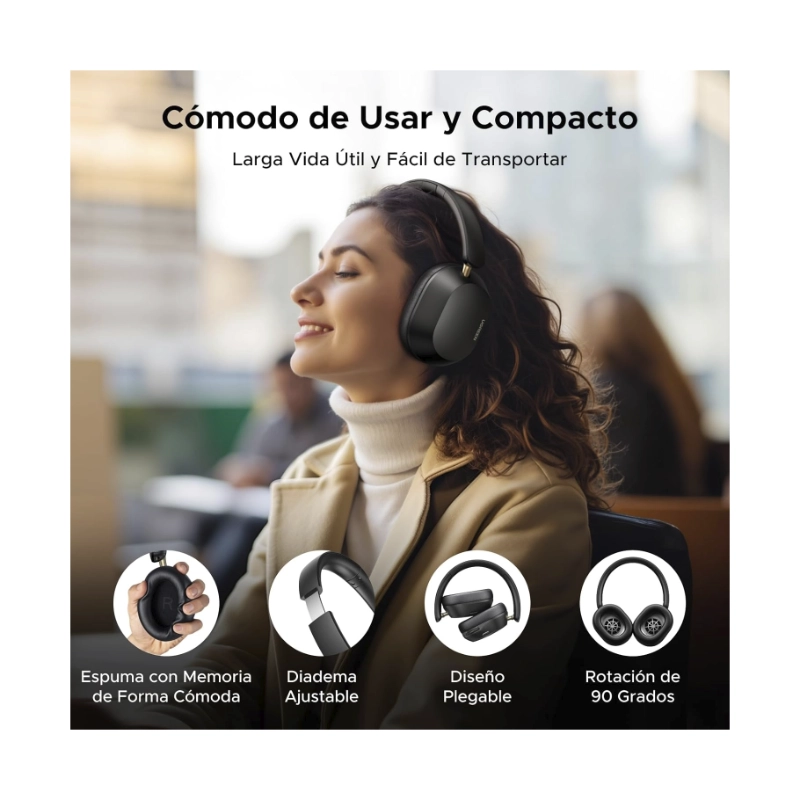 Auricular Bluetooth Ugreen Hp203 (35757) Negro, Cancelacion De Ruido, Sonido De Alta Resolucion, 75 Horas, Conexion De 2 Dispositivos 7 Auricular Bluetooth Ugreen Hp203 (35757) Negro, Cancelacion De Ruido, Sonido De Alta Resolucion, 75 Horas, Conexion De 2 Dispositivos - Imagen 7