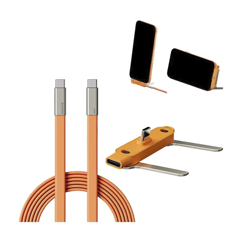 Cable De Carga & Datos Usb-C A Usb-C Basemo (X09C-O) Naranja, Incluye Soporte Plegable Para Telefono, 240W De Carga Rapida, 1.5 Metros 2 Cable De Carga & Datos Usb-C A Usb-C Basemo (X09C-O) Naranja, Incluye Soporte Plegable Para Telefono, 240W De Carga Rapida, 1.5 Metros - Imagen 2