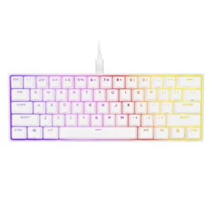 Teclado Corsair K65 Rgb Mini 60% (Ch-9194114-Na) Blanco, Mecanico, Switch Cherry Mx Speed Linear, Teclas Pbt, Polling Rate De Hasta 8,000 Hz, Led-Rgb