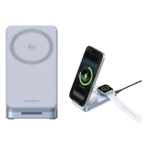 Cargador Inalambrico Ugreen Magflow 3-In-1 W757 (65901) Carga Qi2 25W, Soporte Plegable Magnetico, Compatible Iphone Y Airpods