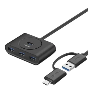 Hub Usb Ugreen 4 Puertos (40850) Usb 3.0, Transferencia De Datos Hasta 5 Gbps, Cuenta Con Adaptador Usb-C, Cable De 1 Metro