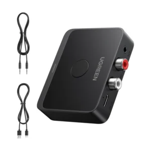 Receptor De Audio Bluetooth Ugreen Bt505 (55545) Hi-Res Audio Gold, X1 Jack 3.5Mm Aux, X2 Rca, Convertir Parlantes En Bluetooth, Hasta 2 Dispositivos