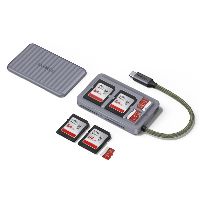Lector De Memorias Sd Ugreen Cm868 (55886) X2 Sd Card Slot, X1 Tf Card Slot, Tapa Magnetica 1 Lector De Memorias Sd Ugreen Cm868 (55886) X2 Sd Card Slot, X1 Tf Card Slot, Tapa Magnetica