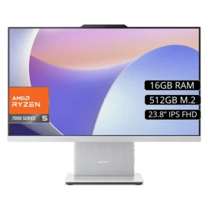 All In One Lenovo Ideacentre Aio 24Arr9 Amd Ryzen 5 7535Hs (F0Hr009Tld) Fhd Ips 23.8, Ryzen 5, Ssd512 M.2, 16Gb, Wi-Fi 6, Camara 5Mp, Teclado Y Mouse