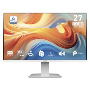 Monitor Gaming Msi 27 (Pro Mp273W E14A) Blanco, Fhd, Ips, Vga/Hdmi/Dp, 1Ms, 144Hz, Montaje Vesa, Inclinacion