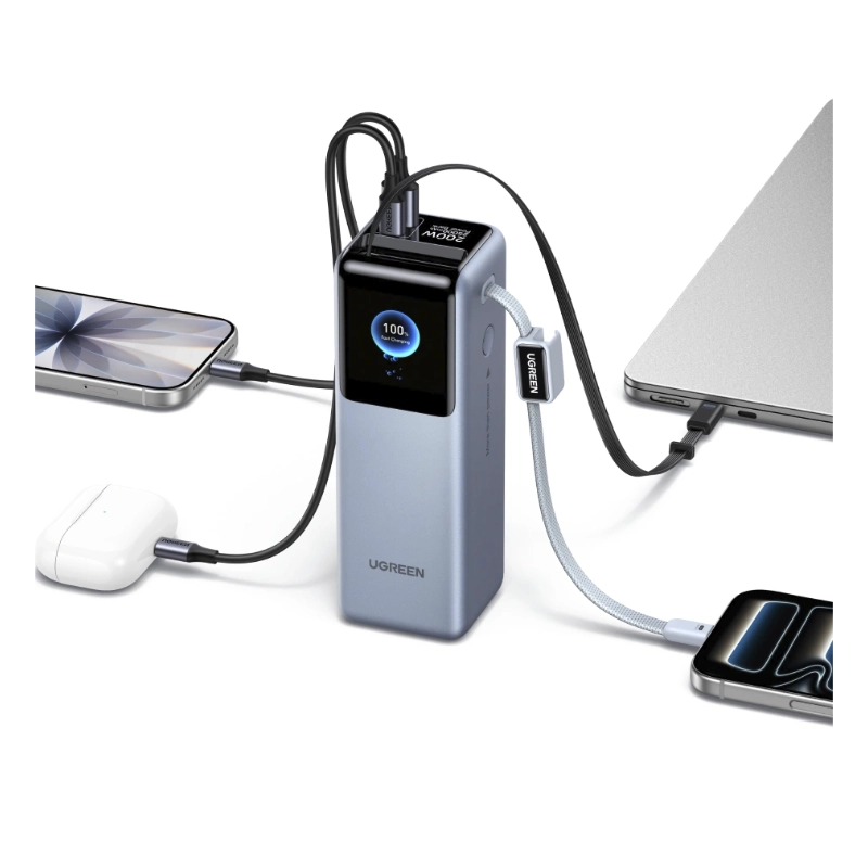 Power Bank Ugreen Pb728 (75702B) Nexode Pro, X2 Cable Integrado Usb-C, Pantalla Inteligente Tft, Carga Rapida De 200W, 25000Mah 10 Power Bank Ugreen Pb728 (75702B) Nexode Pro, X2 Cable Integrado Usb-C, Pantalla Inteligente Tft, Carga Rapida De 200W, 25000Mah - Imagen 10