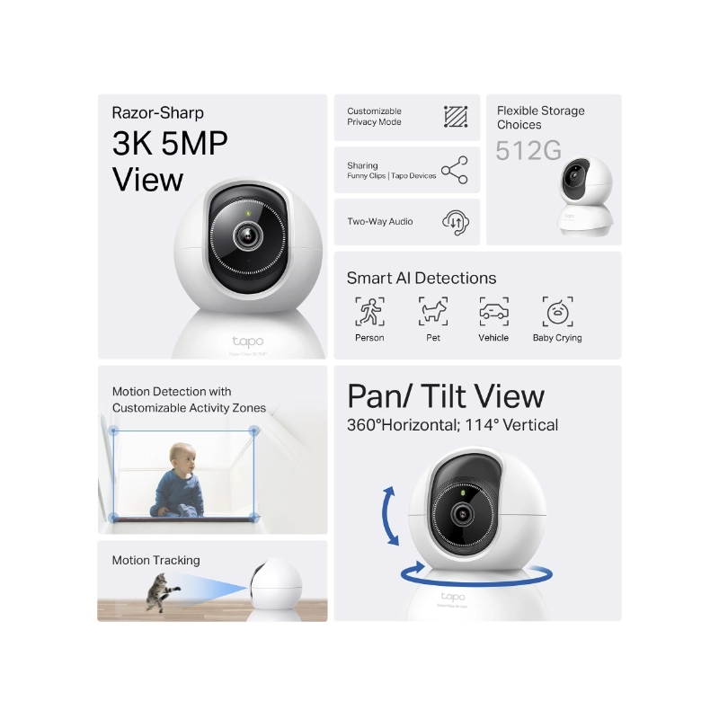 Camara De Seguridad Interior Tp-Link (Tapo C230) Wifi, 3K 5Mp, Deteccion Con Ia, Seguimiento Automatico, Vision Nocturna 2 Camara De Seguridad Interior Tp-Link (Tapo C230) Wifi, 3K 5Mp, Deteccion Con Ia, Seguimiento Automatico, Vision Nocturna - Imagen 2
