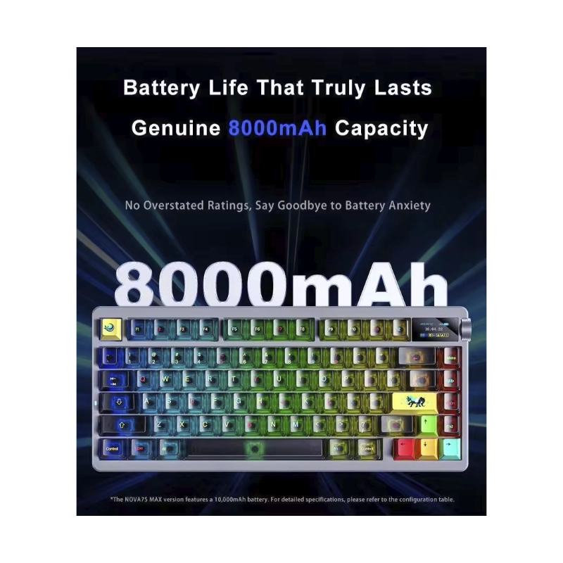 Teclado Inalambrico Aula 75% (Nova75-B) Negro Translucido, Trimodo, Mecanico, Switch Dream Sakura, Pantalla Tft Inteligente Y Perilla, Led-Rgb 2 Teclado Inalambrico Aula 75% (Nova75-B) Negro Translucido, Trimodo, Mecanico, Switch Dream Sakura, Pantalla Tft Inteligente Y Perilla, Led-Rgb - Imagen 2