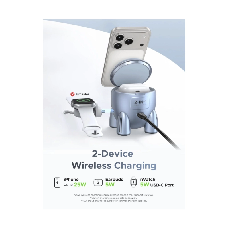 Cargador Inalambrico Ugreen Rocket Shape W713 (65300) Carga Qi2 25W, Magflow, Multifuncional 2 En 1, Zona Magnetica Cohete, Compatible Iphone Y Airpod 3 Cargador Inalambrico Ugreen Rocket Shape W713 (65300) Carga Qi2 25W, Magflow, Multifuncional 2 En 1, Zona Magnetica Cohete, Compatible Iphone Y Airpod - Imagen 3